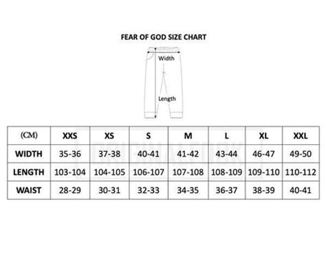 essential fear of god size|fear of god size chart.